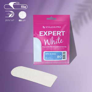 White disposable files for pedicure rasps EXPERT 10 80 grit (30 pcs) DFE-10-80w