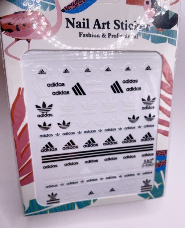 Nail Stickers Adidas Black White