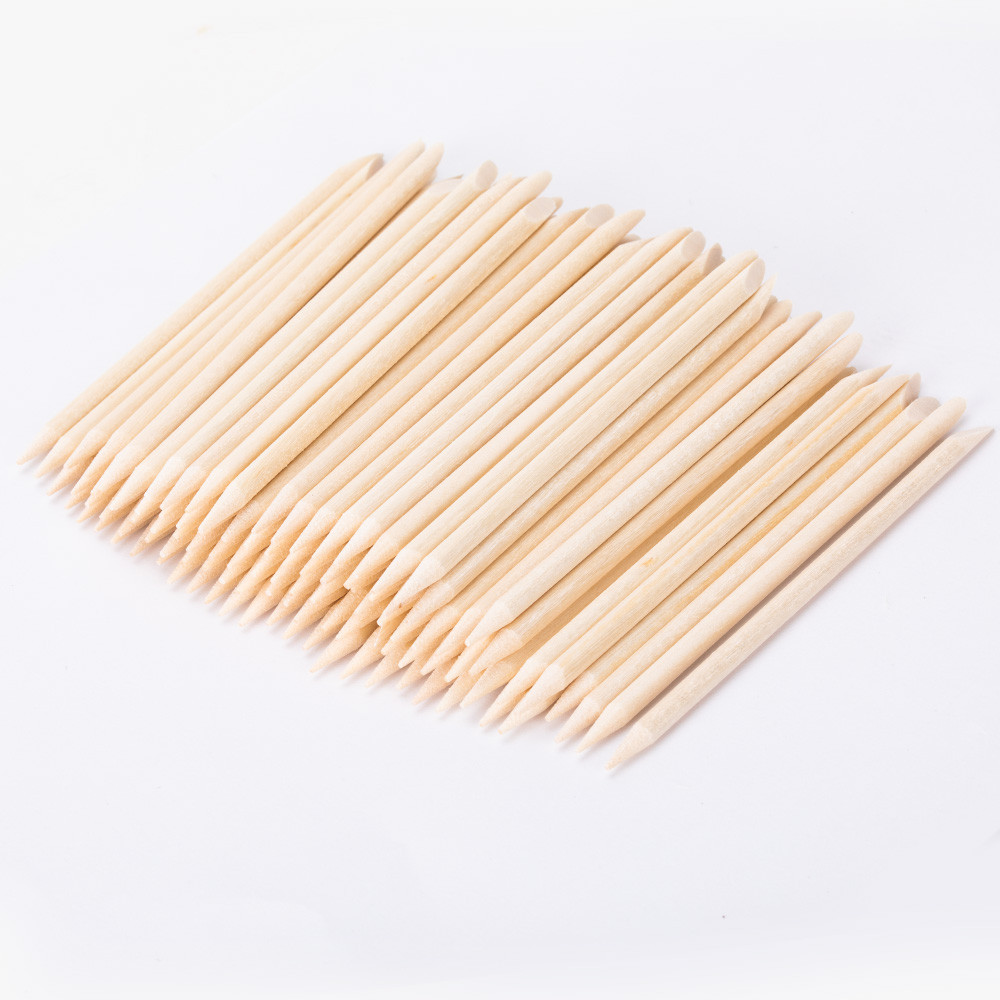 100Pc Orange Wood Sticks Nail Art Cuticle Stick for Remover Manicure Pedicure TU 