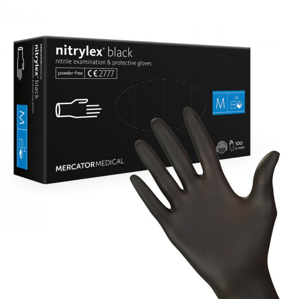 Γάντια νιτριλίου μίας χρήσης Μαυρο μεγέθους Μ 100 τμχ