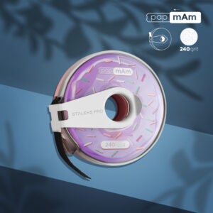 Disposable abrasive tape papmAm in a plastic case Bobbinail STALEKS PRO 240 grit