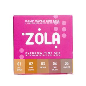 Eyebrow Tint Set With Hydrolyzed Collagen Zola 5 colors + oxidant 5ml