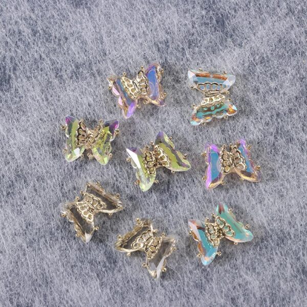 Nail Fashion Decorations 8Pcs Colorful Butterfly Metal No 9