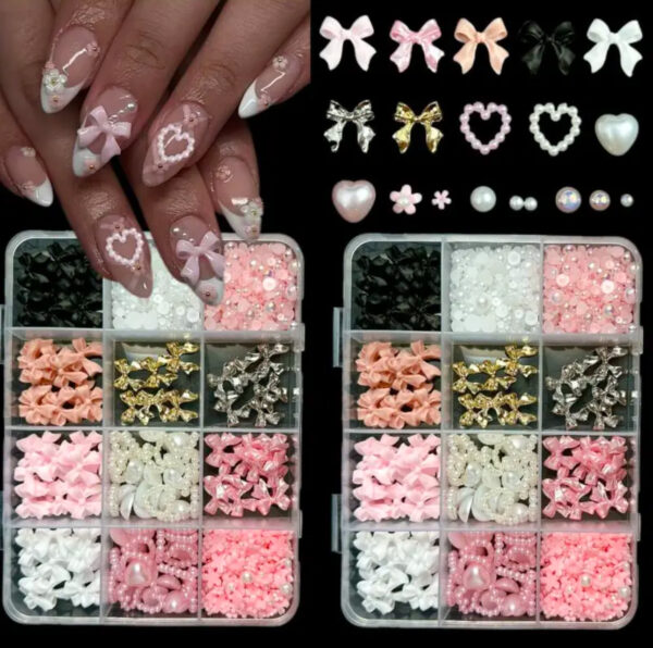 Σετ Κοσμημάτων για Νύχια Nail Art σε Μικτά Μεγέθη Love Bow