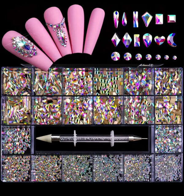 Σετ Κοσμημάτων για Νύχια Nail Art Mix στρας με Στυλό