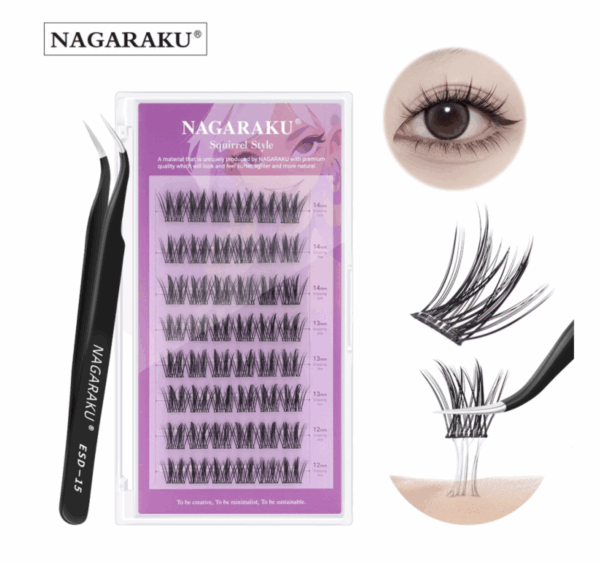 NAGARAKU No Glue Needed DIY False Lashes With Tweezers Squirrel Style