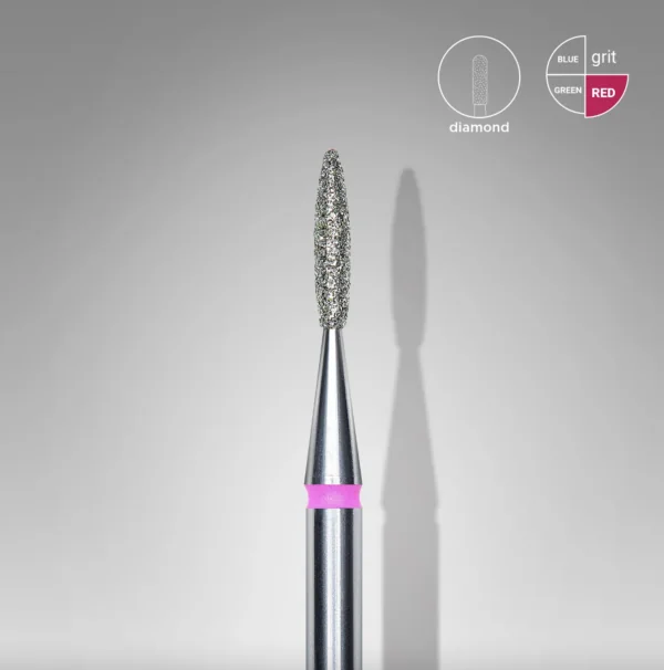 Diamond nail drill bit pointed flame red FA10R016/8