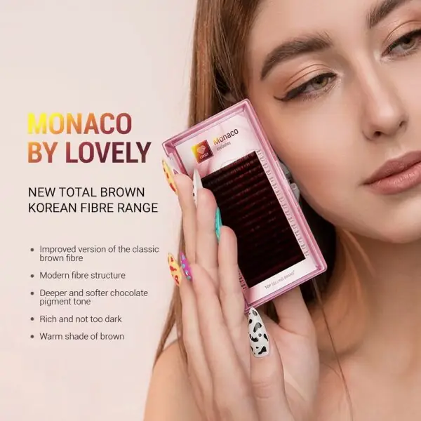 Eyelash extensions dark brown Lovely Monaco B0.07 5-8mm 16 lines Mix (pink tray)